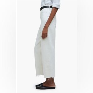 Madewell The Perfect Vintage Raw Hem High Waist Crop Wide Leg White size 27
